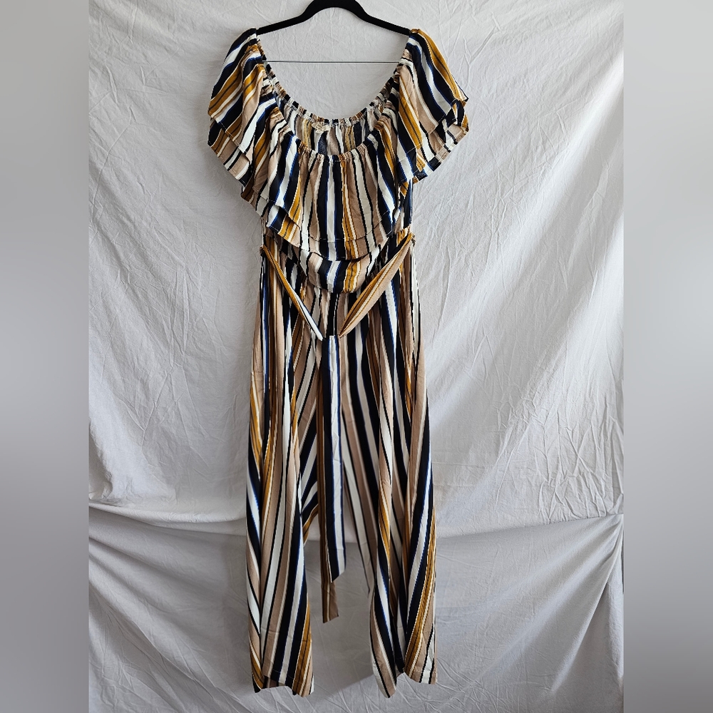 NWOT Women's 3X Multi-Striped Jumpsuit